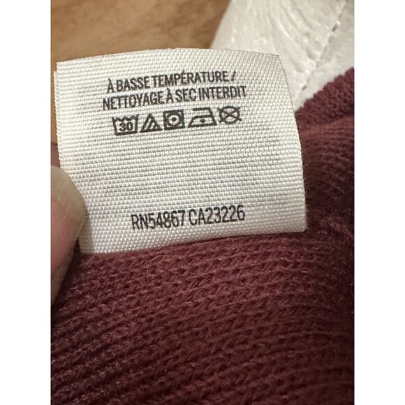 PINK Victoria's Secret Beanie Pom Pom Hat Knit Cap Burgundy & White One Size - Picture 4 of 6